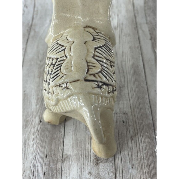 7” Elephant w/ Tusk Up Ceramic Statue Made in Brazil Figurine White - Picture 8 of 11